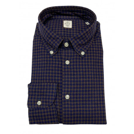 GMF 965 man flannel shirt button-down blue / dark squares art 92.L 902315/01