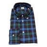 GMF 965 man shirt button-down blue / black / green squares art 92.L 902325/04