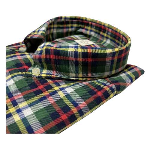 GMF 965 man shirt button-down blue / green / red / yellow squares art 92.L 902324/06 100% cotton