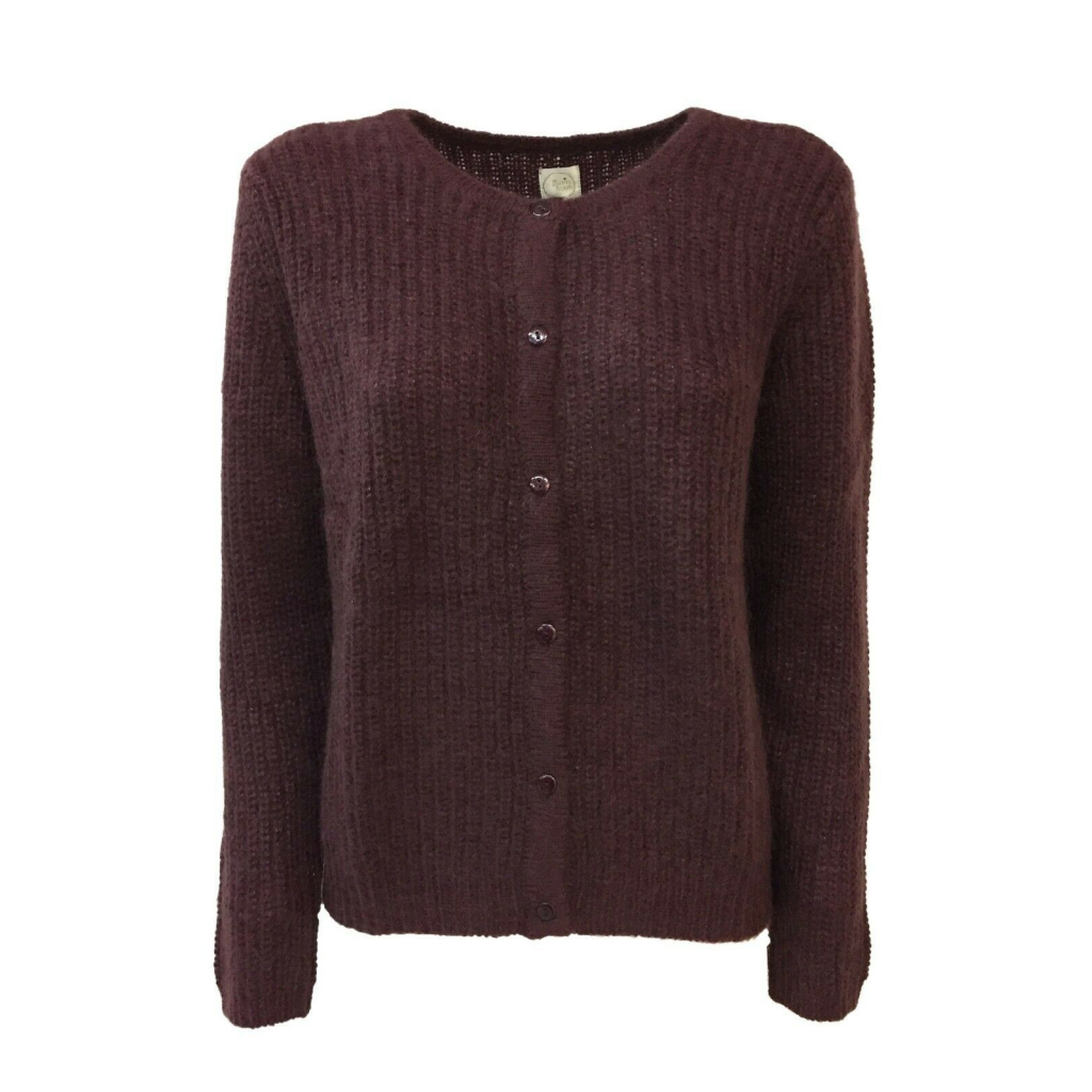 DES PETITS HAUTS cardigan donna girocollo coste inglesi bordeaux/lurex DIABOLO