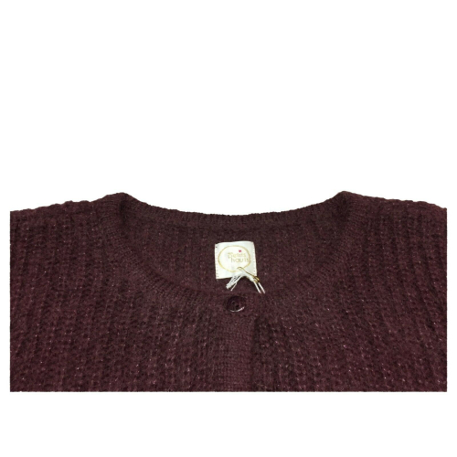 DES PETITS HAUTS cardigan donna girocollo coste inglesi bordeaux/lurex DIABOLO