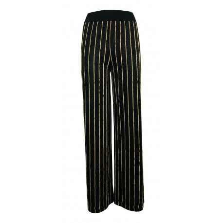 HUMILITY 1949 woman black lurex trousers gold lines art HB2108 MADE IN ITALY