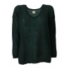 DES PETITS HAUTS maglia donna manica lunga scollo a v verde/lurex oro art DERBY