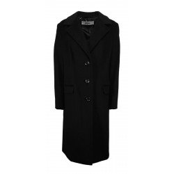 PERSONA by Marina Rinaldi 1-breasted black woman coat with buttons and stitching AILANTO 100% wool