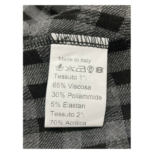 JO.MA women's bi-material heavy jersey black dress + gray checked fabric TR20 306 MADE IN ITALY