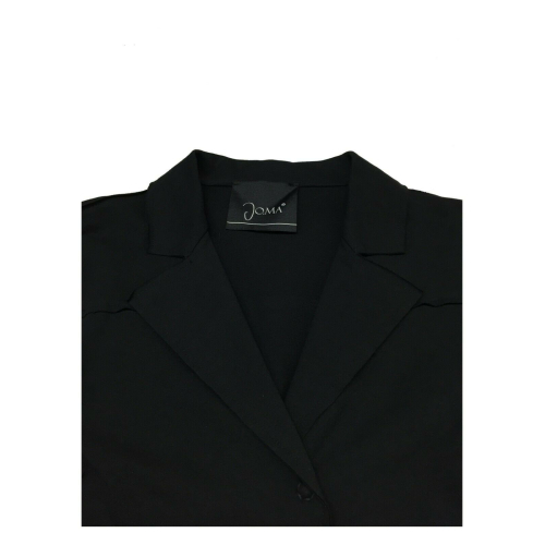JO.MA women's black brushed fleece jacket asymmetrical snap buttons TR20 098 MADE IN ITALY