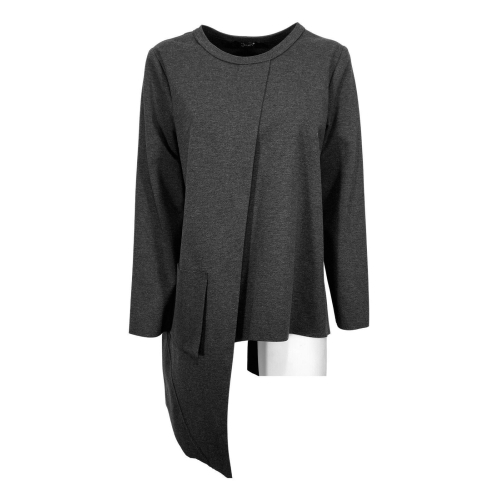 JO.MA woman anthracite blouse asymmetrical milano stitch art TR20 296 MADE IN ITALY