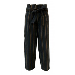 HUMILITY 1949 woman trousers with blue pleats leather lines art HB2001 MADE IN ITALY