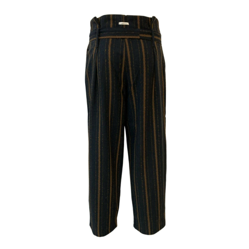 HUMILITY 1949 woman trousers with blue pleats leather lines art HB2001 MADE IN ITALY