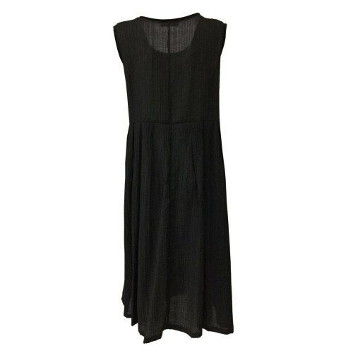 NEIRAMI black sleeveless woman dress with cut at the waist DS1121-20 POLCA MADE IN ITALY