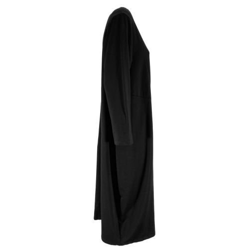 BRAVAA abito donna manica lunga nero felpa garzata art B330 MADE IN ITALY
