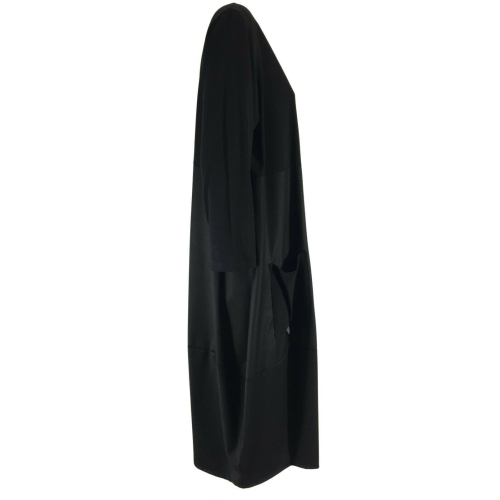 BRAVAA abito donna manica lunga nero bimateriale art B209 MADE IN ITALY