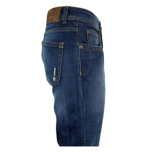 REIGN jeans uomo denim scuro con scoloriture  art 19012376 FRESH GRANT MADE IN ITALY