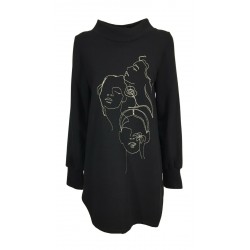 THIPO asymmetric woman sweatshirt art SBUFFO black long sleeve cotton MADE IN ITALY