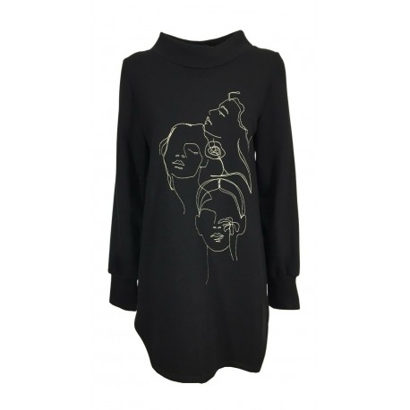 THIPO asymmetric woman sweatshirt art SBUFFO black long sleeve cotton MADE IN ITALY