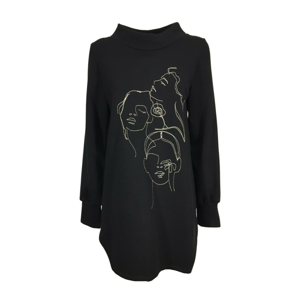 THIPO asymmetric woman sweatshirt art SBUFFO black long sleeve cotton MADE IN ITALY