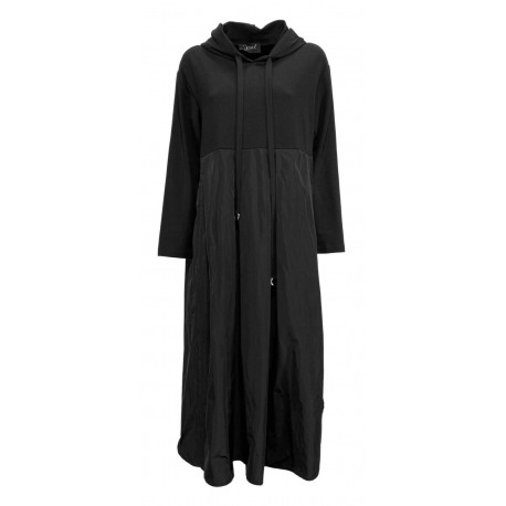 JO.MA woman black heavy jersey dress + taffettas D1 2473 MADE IN ITALY