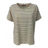 NEIRAMI ecru / bark striped woman t-shirt over TS1181-20 STRIPE MADE IN ITALY