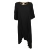 MOUSSE woman black dress asymmetrical pleated over art AM608C MADE IN ITALY