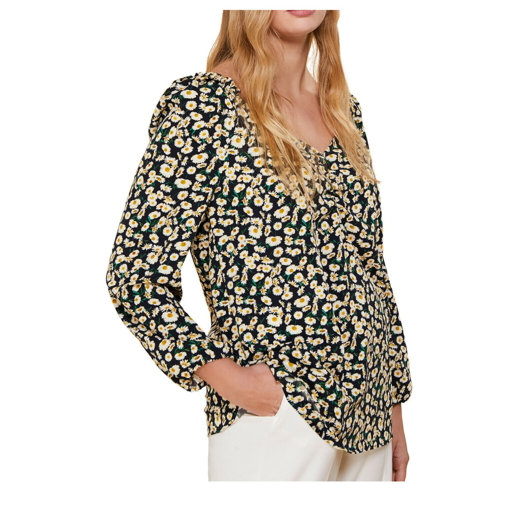 PERSONA by Marina Rinaldi blue blouse with flowers stretch fabric art 11.1191181 FLOWER 93% polyester 7% elastane