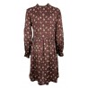 ETICI long-sleeved dress with burgundy flowers pattern art A1 / 2642 MADE IN ITALY