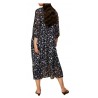 PERSONA by Marina Rinaldi line N.O.W long dress woman black / bluette pattern art 11.7221011 DECINA