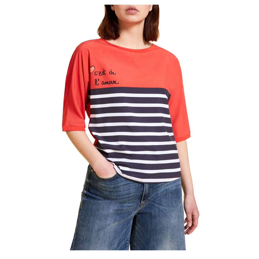 MARINA SPORT by Marina Rinaldi t-shirt woman bi-material jersey + fabric VAGLIE