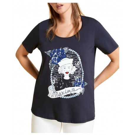 MARINA SPORT by Marina Rinaldi t-shirt donna mezza manica con stampa art 11.5971031 VAGANTE
