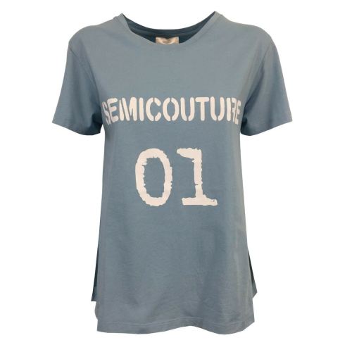 SEMICOUTURE flared woman t-shirt half sleeve art Y1SJ01 100% cotton