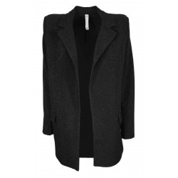 BE LIMOUSINE long woman jacket without buttons black lurex art LB137L MADE IN ITALY