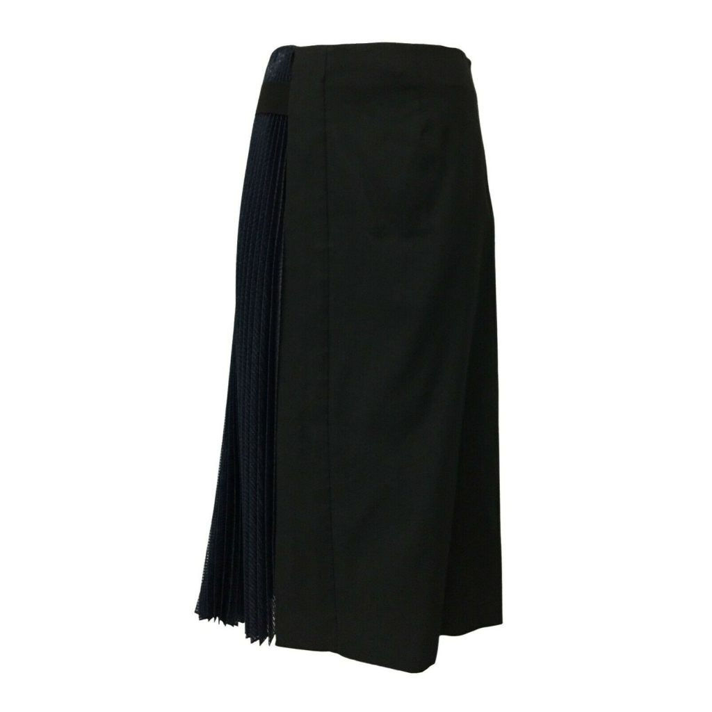 TELA skirt woman black / blue bimaterial mod OSTIN black fabric MADE IN ITALY