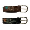 D’AMICO cintura uomo ricamata fibbia zama alt cm 3.5 art ACU2789 CUOIO VINTAGE 100% pelle MADE IN ITALY