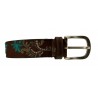 D’AMICO men's belt embroidered with zamak buckle height 3.5 cm art ACU2789 VINTAGE LEATHER 100% leather MADE IN ITALY
