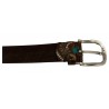 D’AMICO men's belt embroidered with zamak buckle height 3.5 cm art ACU2789 VINTAGE LEATHER 100% leather MADE IN ITALY
