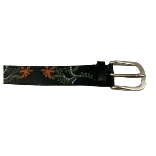 D’AMICO men's belt embroidered with zamak buckle height 3.5 cm art ACU2789 VINTAGE LEATHER 100% leather MADE IN ITALY