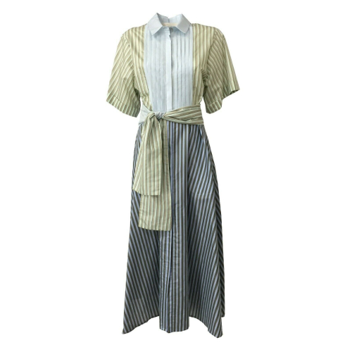 TELA woman patchwork dress with flared stripes mod POLIEDRICO MADE IN ITALY