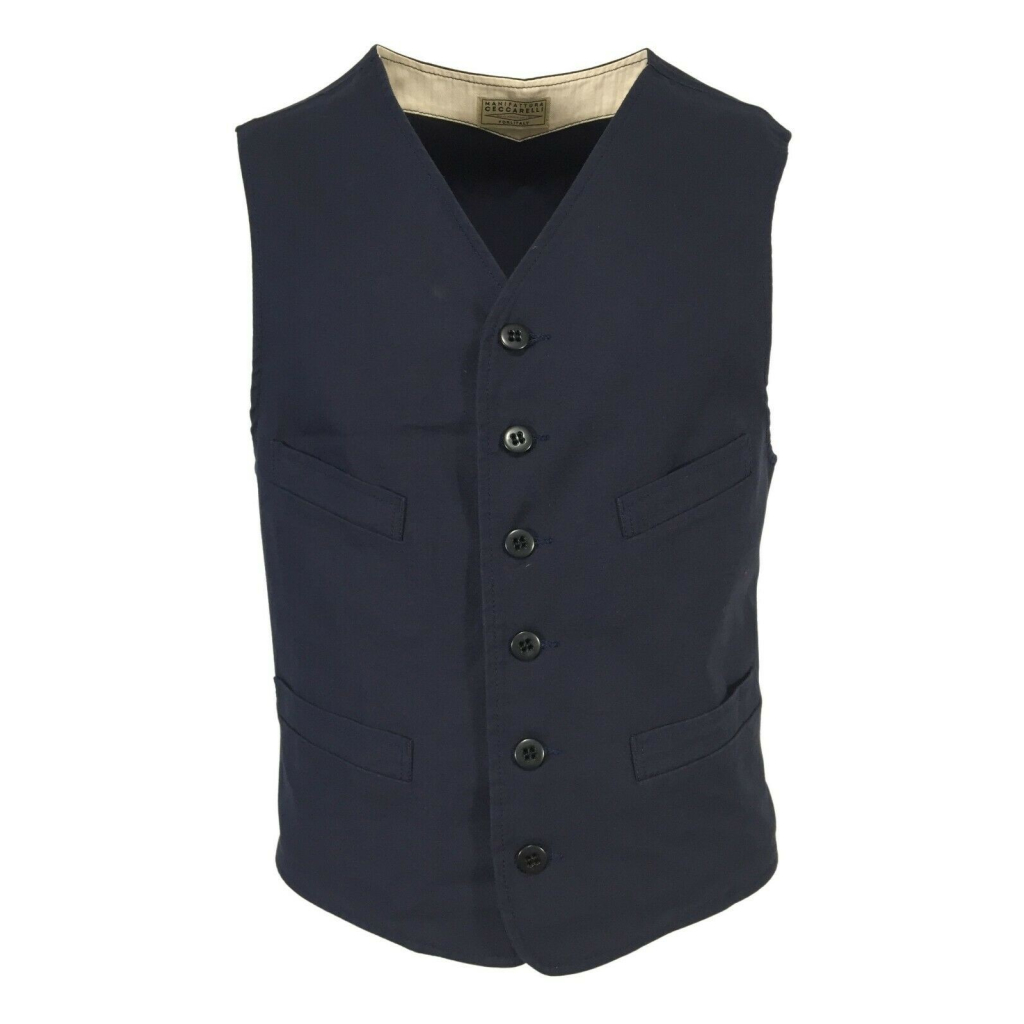 MANIFATTURA CECCARELLI  man blue vest mod 6914 DE 100% cotton MADE IN ITALY