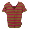 EMPATHIE green / fuchsia striped cotton woman t-shirt art S21020 MADE IN ITALY