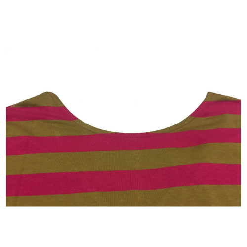 EMPATHIE green / fuchsia striped cotton woman t-shirt art S21020 MADE IN ITALY