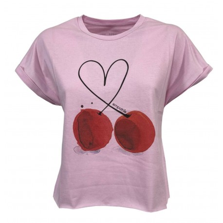 EMPATHIE  women's pink t-shirt mod S2100206 100% cotton MADE IN ITALY