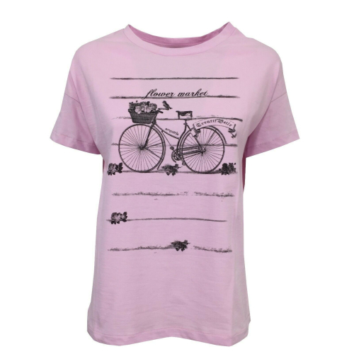 EMPATHIE T-shirt donna rosa mezza manica S2100302 100% cotone MADE IN ITALY