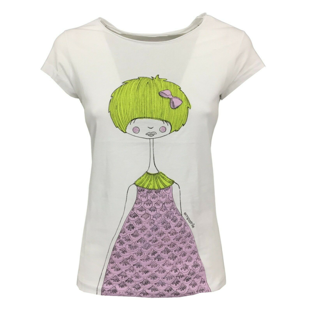 EMPATHIE T-shirt donna mezza manica bianca mod S2100102 100% cotone MADE IN ITALY EMPATHIE T-shirt donna mezza manica bianca mod S2100102 100% cotone MADE IN ITALY