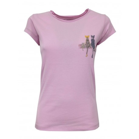 EMPATHIE T-shirt donna mezza manica rosa mod S2100103 100% cotone MADE IN ITALY