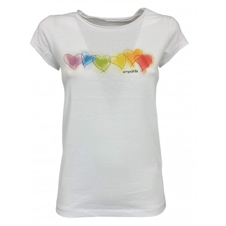 EMPATHIE T-shirt donna mezza manica bianca mod S2100106 100% cotone MADE IN ITALY