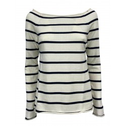 SEMICOUTURE woman cream blue striped shirt art Y1SC02 100% cotton MADE IN ITALY