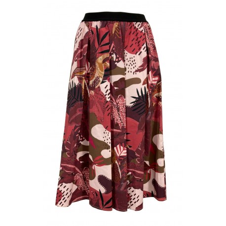 MYTHS bordeaux / pink / mud patterned woman skirt 21D90 413 MADE IN ITALY