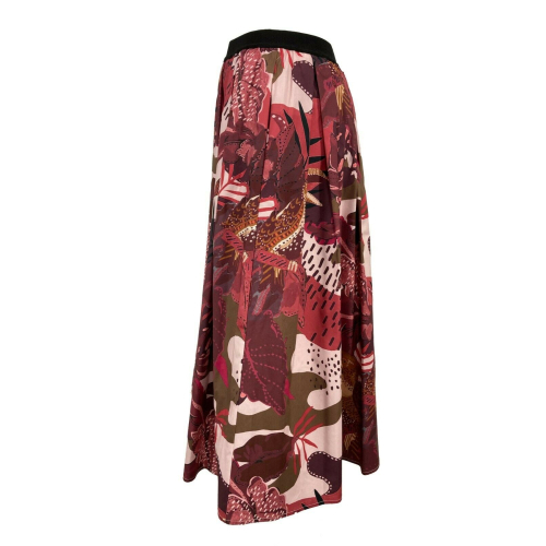 MYTHS bordeaux / pink / mud patterned woman skirt 21D90 413 MADE IN ITALY