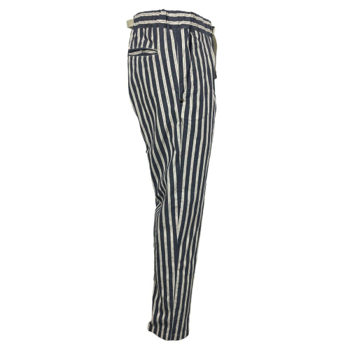 WHITE SAND blue / cream / red striped man trousers art SU66 GREG 316 MADE IN ITALY