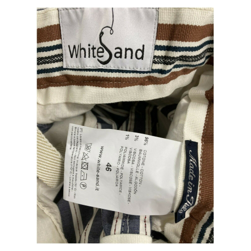 WHITE SAND blue / cream / red striped man trousers art SU66 GREG 316 MADE IN ITALY