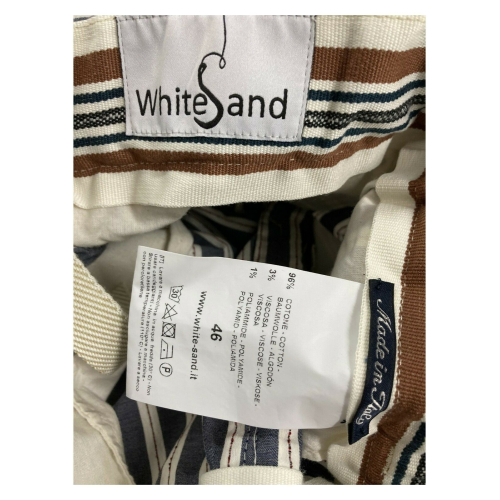WHITE SAND pantalone uomo righe blu/panna/rosso art SU66 GREG 316 MADE IN ITALY